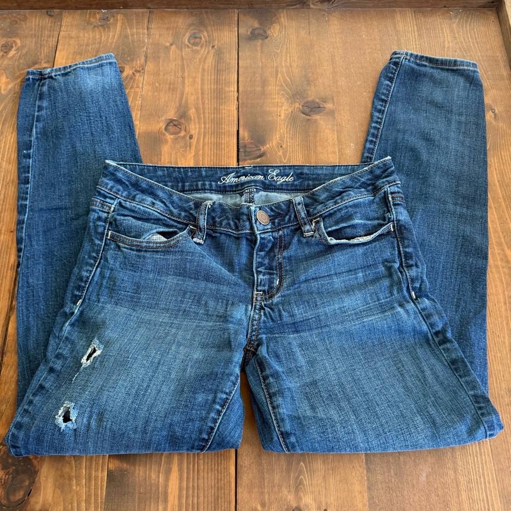 American Eagle Outfitters Distressed Dark Wash Jeggings